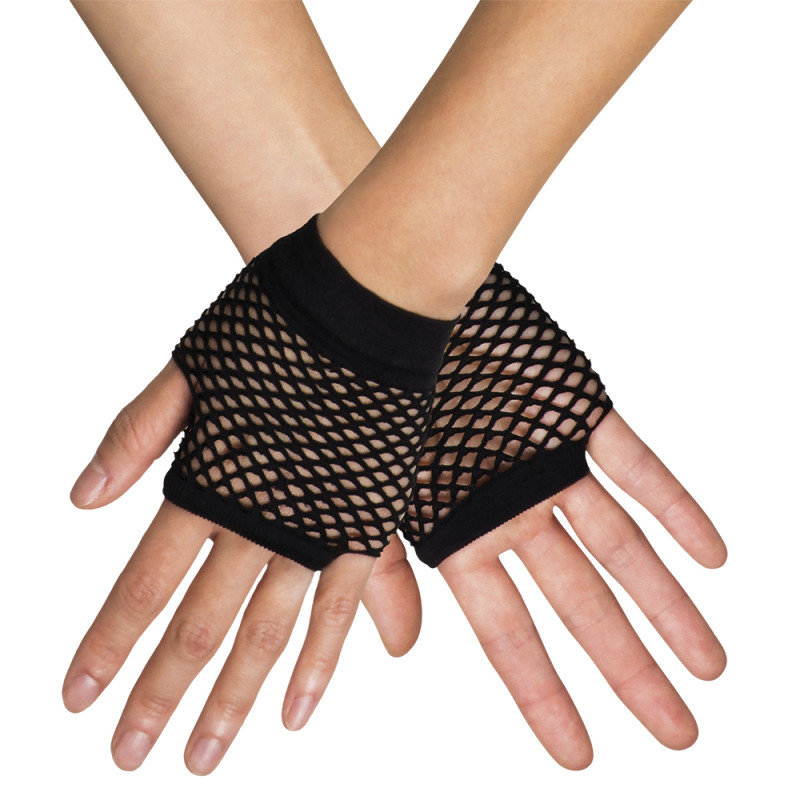 Čierne sieťované rukavice bez prstov